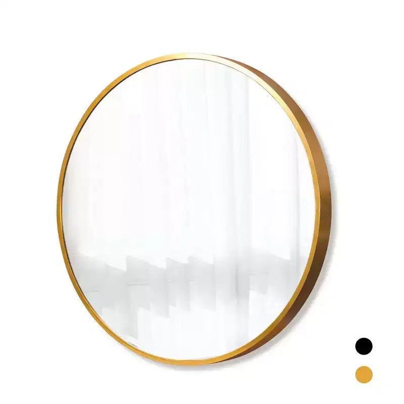 MAYEERTY Hanging Mirror Aluminum Alloy Thin Edge Black Round 35x35x1in
