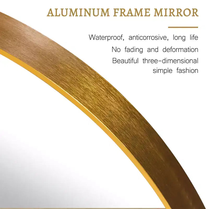 MAYEERTY Hanging Mirror Aluminum Alloy Thin Edge Black Round 35x35x1in
