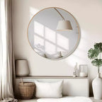 MAYEERTY Hanging Mirror Aluminum Alloy Thin Edge Black Round 35x35x1in