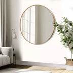 MAYEERTY Hanging Mirror Aluminum Alloy Thin Edge Black Round 35x35x1in