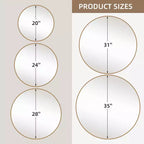 MAYEERTY Hanging Mirror Aluminum Alloy Thin Edge Black Round 35x35x1in