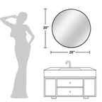MAYEERTY Hanging Mirror Aluminum Alloy Thin Edge Black Round 35x35x1in