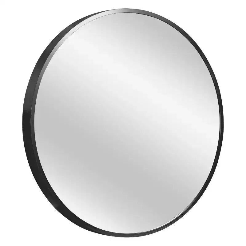 MAYEERTY Hanging Mirror Aluminum Alloy Thin Edge Black Round 35x35x1in