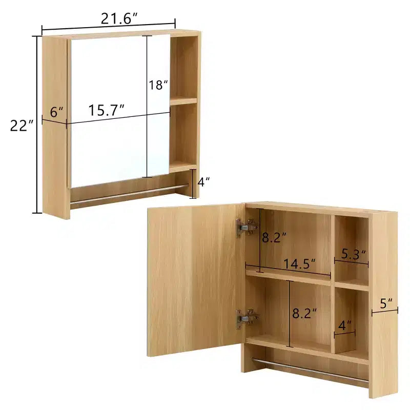 Meuble haut de salle de bain Okak avec miroir, meuble de rangement au-dessus des toilettes, armoire murale avec étagères, armoire à pharmacie avec porte-serviettes, blanc
