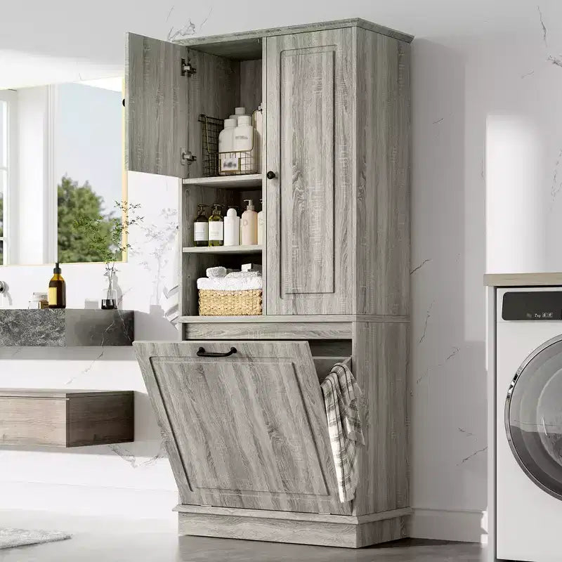 GDFStudio Lena Armoire de rangement haute moderne en bois avec étagères réglables