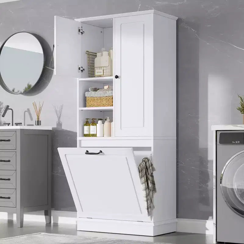 GDFStudio Lena Armoire de rangement haute moderne en bois avec étagères réglables