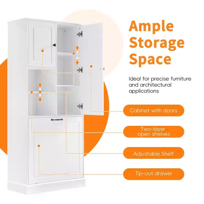 GDFStudio Lena Armoire de rangement haute moderne en bois avec étagères réglables