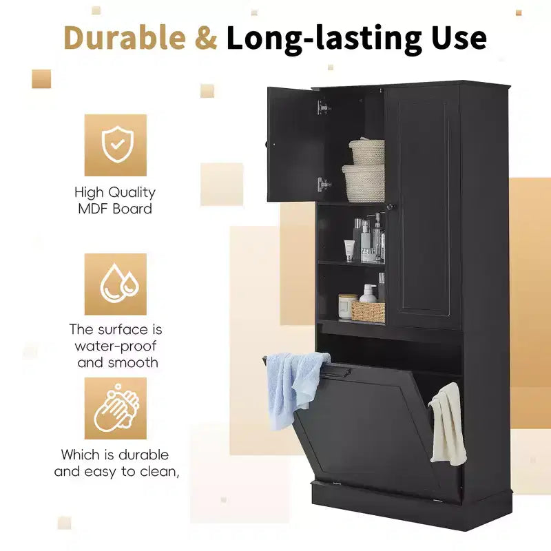 GDFStudio Lena Armoire de rangement haute moderne en bois avec étagères réglables