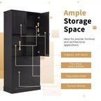 GDFStudio Lena Armoire de rangement haute moderne en bois avec étagères réglables
