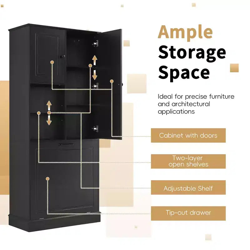 GDFStudio Lena Armoire de rangement haute moderne en bois avec étagères réglables