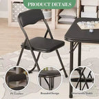 COZONY Ensemble table et chaises pliantes 3 pièces pour enfants, coussin PU, Noir/Beige/Gris