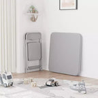 COZONY Ensemble table et chaises pliantes 3 pièces pour enfants, coussin PU, Noir/Beige/Gris