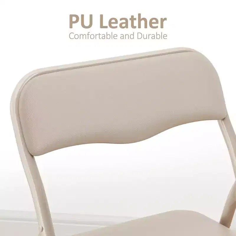 COZONY Ensemble table et chaises pliantes 3 pièces pour enfants, coussin PU, Noir/Beige/Gris