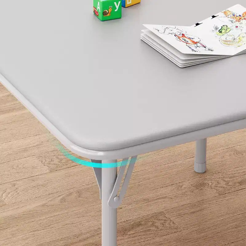 COZONY Ensemble table et chaises pliantes 3 pièces pour enfants, coussin PU, Noir/Beige/Gris