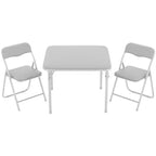 COZONY Ensemble table et chaises pliantes 3 pièces pour enfants, coussin PU, Noir/Beige/Gris