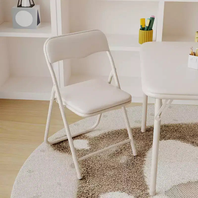 COZONY Ensemble table et chaises pliantes 3 pièces pour enfants, coussin PU, Noir/Beige/Gris