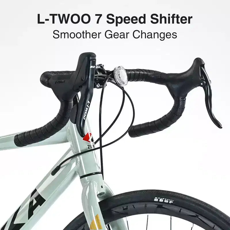 NAYSAYE Bicycle 700C Road Bike Lightweight Alloy Frame with Smooth Gear Shift for City Riding , Green, 68.5*18.8*38.9