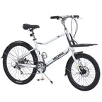 NAYSAYE Bicycle Cargo Bike 7 Speed Alloy Frame Adult Bike for Daily Commute, Silver, 65*27.56*42.13