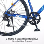 NAYSAYE 700C Hybrid Road Bike for Aldult, 7 Speed Lightweight Aluminum Frame Commuter Racing Bike Bicycle for City Travel, Blue, 68.5*18.8*39