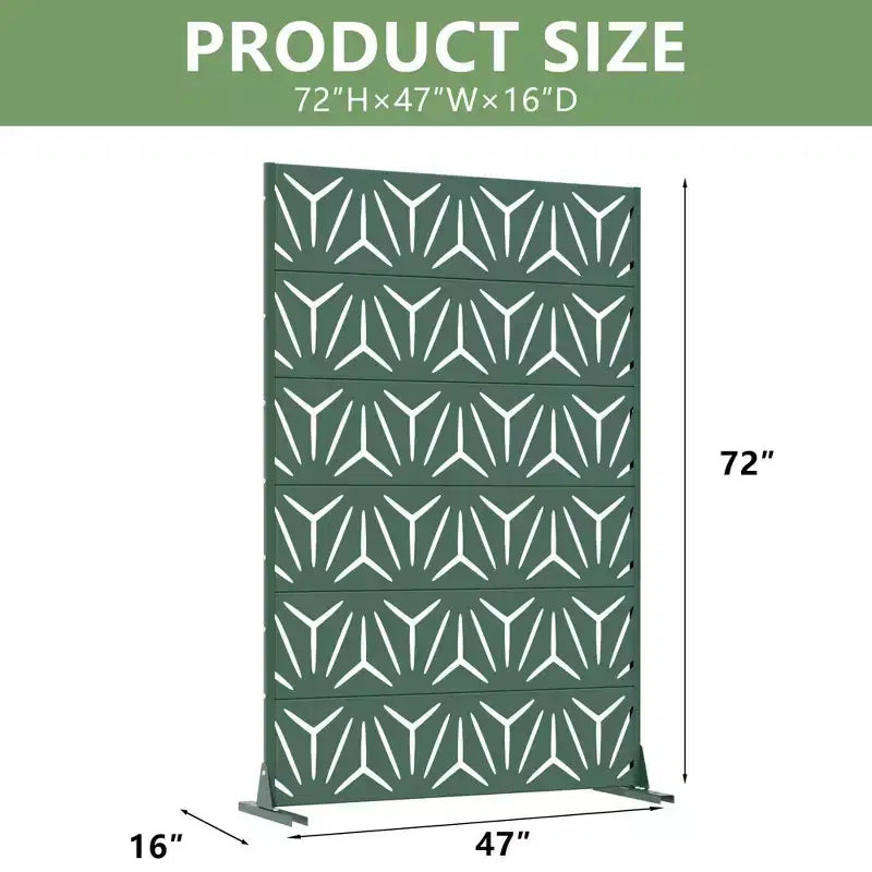 MAYEERTY Star 01 Cloison de séparation en acier galvanisé vert foncé, 183x119x41 cm, Paravent d'extérieur 6 pièces résistant aux intempéries