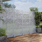 MAYEERTY Star 01 Cloison de séparation en acier galvanisé vert foncé, 183x119x41 cm, Paravent d'extérieur 6 pièces résistant aux intempéries