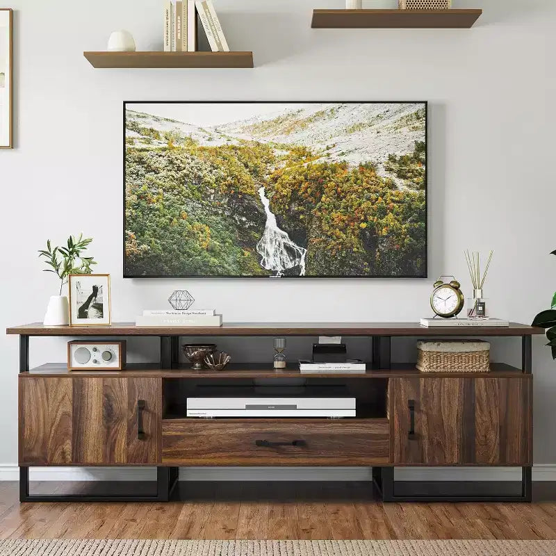 COZONY 70 Inch TV Stand Entertainment Center with Storage Drawer, Industrial Media Console Cabinet, Brown