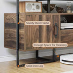 COZONY Meuble TV de 178 cm, Centre de divertissement avec tiroir de rangement, Meuble console média industriel, Marron