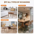 Lot de 4 chaises de salle à manger en rotin naturel du milieu du siècle, chaises de cuisine rembourrées en velours avec dossier haut en cannage et pieds en bois robustes