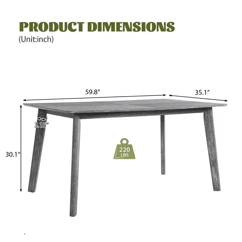 Bestier Table à manger, Table de cuisine de 152 cm pour 4-6 personnes, Grande table de dîner rectangulaire en bois pour salle à manger, bureau à domicile, salon