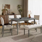 Bestier Table à manger, Table de cuisine de 152 cm pour 4-6 personnes, Grande table de dîner rectangulaire en bois pour salle à manger, bureau à domicile, salon