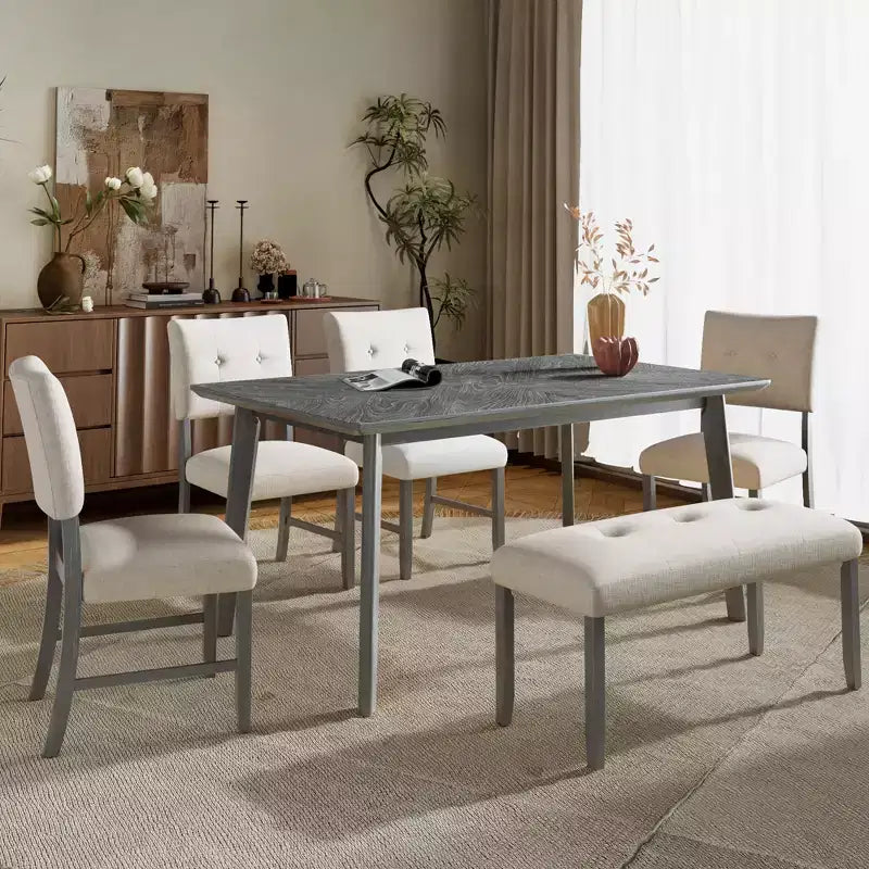Bestier Table à manger, Table de cuisine de 152 cm pour 4-6 personnes, Grande table de dîner rectangulaire en bois pour salle à manger, bureau à domicile, salon