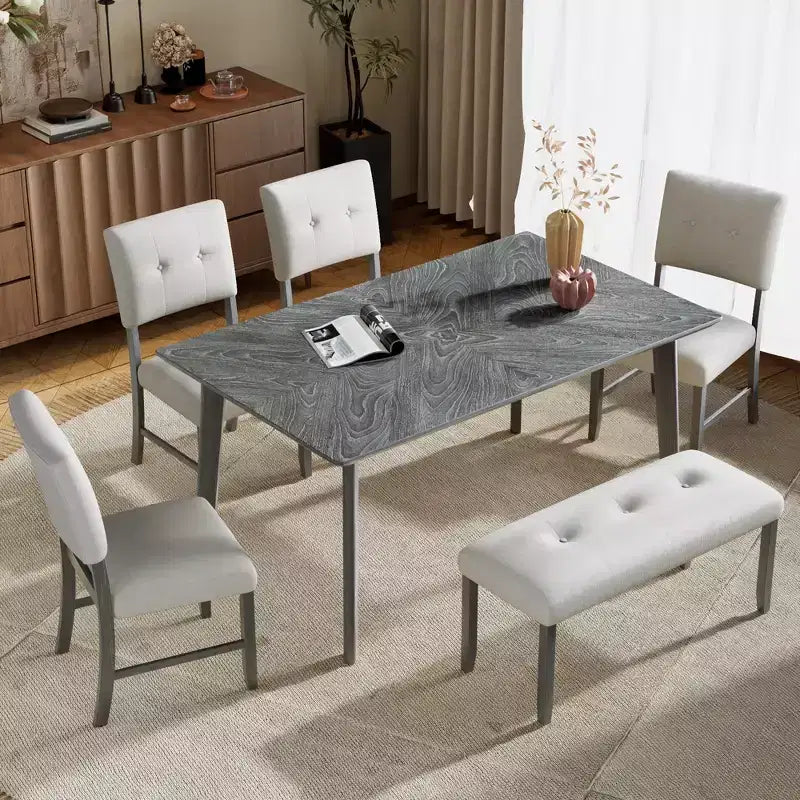 Bestier Table à manger, Table de cuisine de 152 cm pour 4-6 personnes, Grande table de dîner rectangulaire en bois pour salle à manger, bureau à domicile, salon