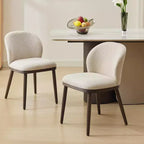 Acekool Set of 8 Space-Smart Dining Chairs - Cream PU Seats w/Walnut Trim, Steel-Reinforced Frame for Large Gatherings