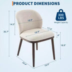Acekool Set of 8 Space-Smart Dining Chairs - Cream PU Seats w/Walnut Trim, Steel-Reinforced Frame for Large Gatherings