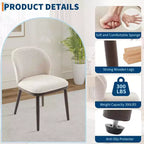 Acekool Set of 8 Space-Smart Dining Chairs - Cream PU Seats w/Walnut Trim, Steel-Reinforced Frame for Large Gatherings