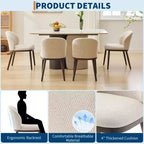 Acekool Set of 8 Space-Smart Dining Chairs - Cream PU Seats w/Walnut Trim, Steel-Reinforced Frame for Large Gatherings