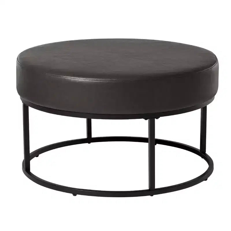 Table basse ottomane ronde Bekrvio 4.5, repose-pieds rembourré en tissu chenille, table d'appoint moderne avec pieds en métal et pieds réglables pour salon