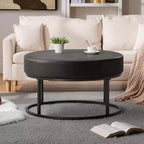Table basse ottomane ronde Bekrvio 4.5, repose-pieds rembourré en tissu chenille, table d'appoint moderne avec pieds en métal et pieds réglables pour salon