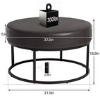 Table basse ottomane ronde Bekrvio 4.5, repose-pieds rembourré en tissu chenille, table d'appoint moderne avec pieds en métal et pieds réglables pour salon
