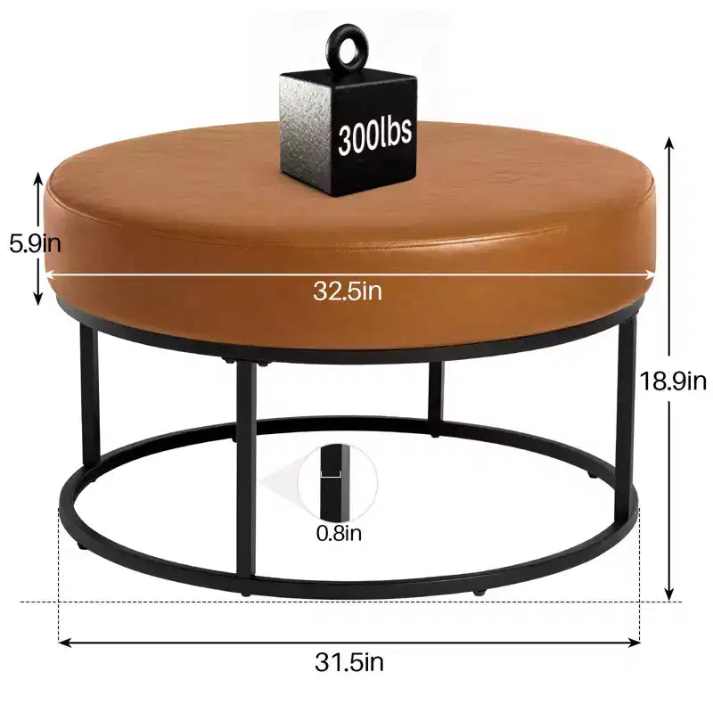 Table basse ottomane ronde Bekrvio 4.5, repose-pieds rembourré en tissu chenille, table d'appoint moderne avec pieds en métal et pieds réglables pour salon