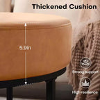 Table basse ottomane ronde Bekrvio 4.5, repose-pieds rembourré en tissu chenille, table d'appoint moderne avec pieds en métal et pieds réglables pour salon
