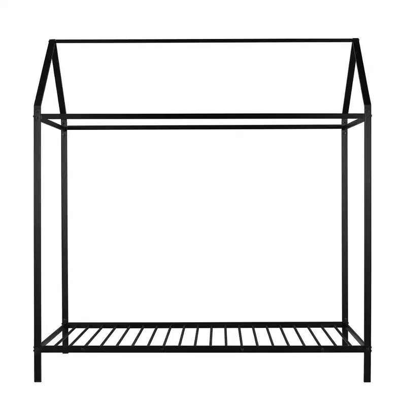 Bellemave Twin House Bed for Kids, Montessori Floor Bed Kids Bed Frame Metal Platform Bed Floor Bed for Kids Boys Girls,Black