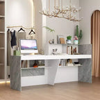 Famapy Multi - Functional Reception Desk Cash Register Checkout Counter: Ample Storage, Sleek Surfaces  Ideal for Business Lobbies