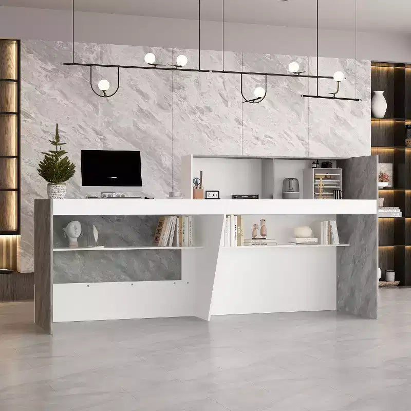 Famapy Multi - Functional Reception Desk Cash Register Checkout Counter: Ample Storage, Sleek Surfaces  Ideal for Business Lobbies