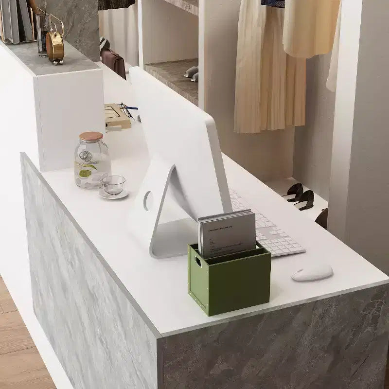 Famapy Multi - Functional Reception Desk Cash Register Checkout Counter: Ample Storage, Sleek Surfaces  Ideal for Business Lobbies