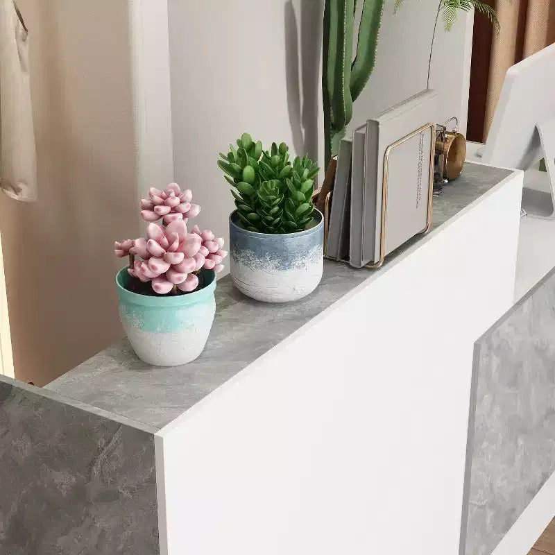 Famapy Multi - Functional Reception Desk Cash Register Checkout Counter: Ample Storage, Sleek Surfaces  Ideal for Business Lobbies