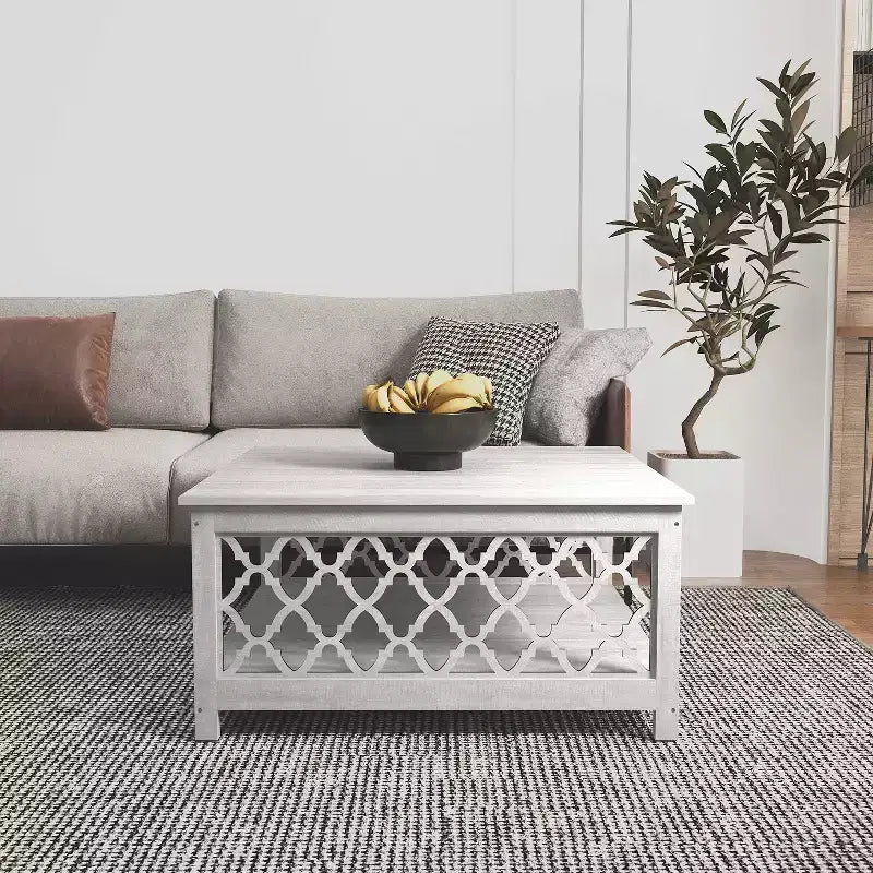 Table basse carrée Galano avec espace de rangement ouvert 34,8 L 34,9 P 17,1 H