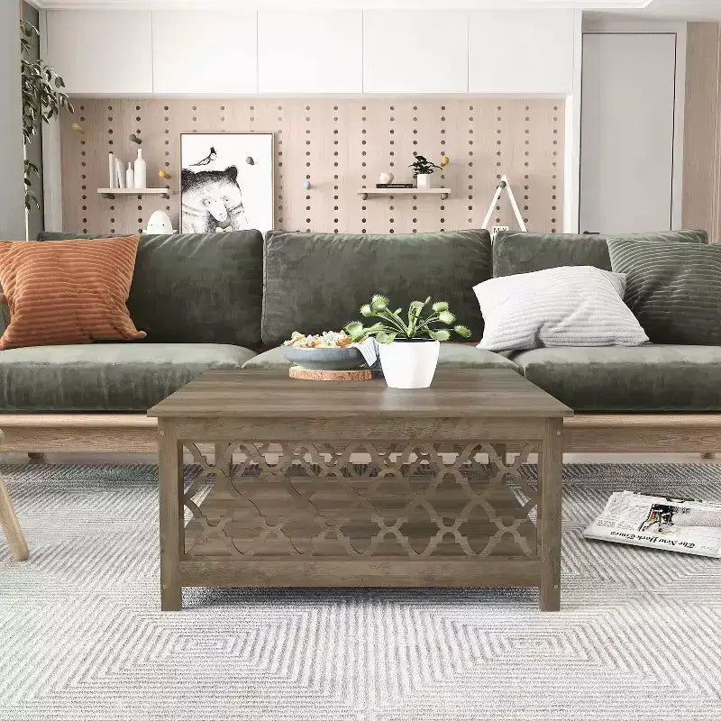 Table basse carrée Galano avec espace de rangement ouvert 34,8 L 34,9 P 17,1 H