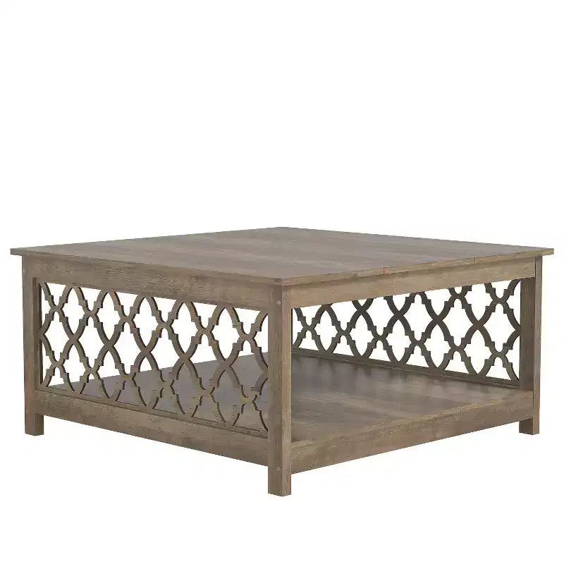 Table basse carrée Galano avec espace de rangement ouvert 34,8 L 34,9 P 17,1 H