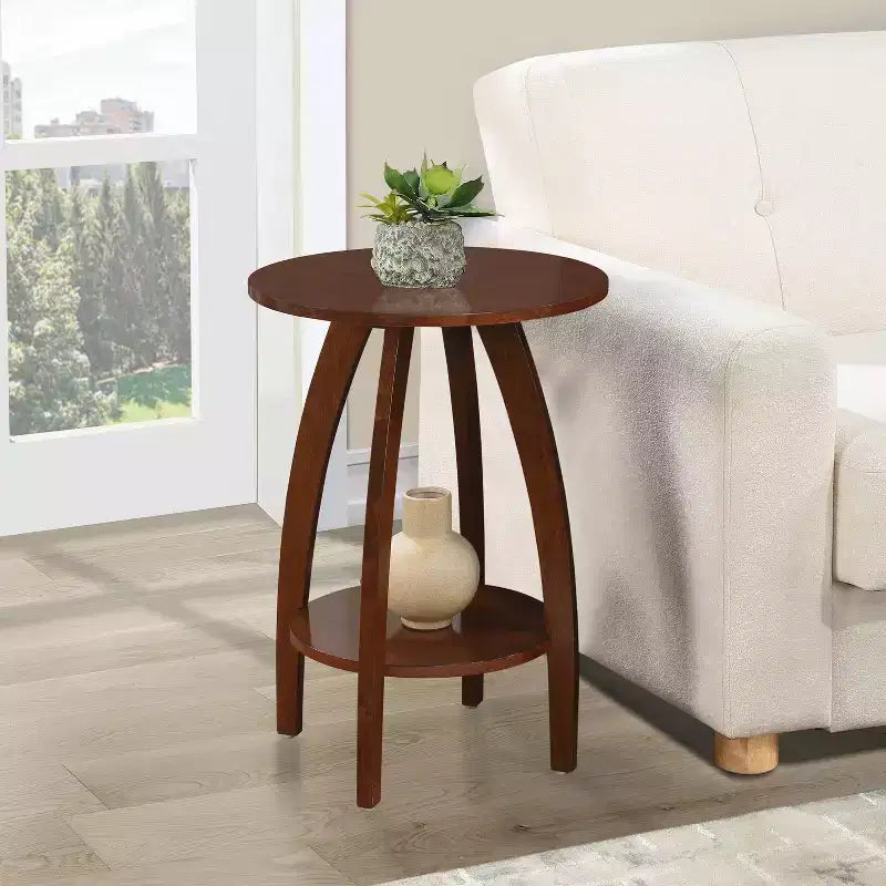 HomeStock Belmont End Table with Shelf Solid Wood Two-Tier Storage Scandinavian Modern Design Accent Furniture for Stylish Interiors